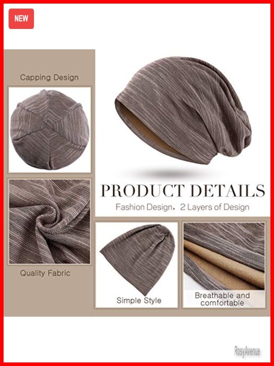 4 Pack Slouchy Beanie Hats Sleeping Cap Cotton Knit Skull Cap Unisex main image 6